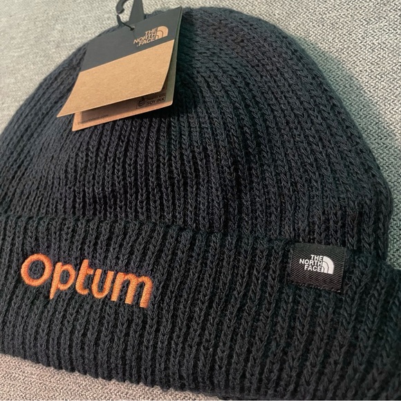 The North Face Optum Navy Blue Woven Beanie Sock Hat | Winter Snow Cozy Sweater - Picture 2 of 6